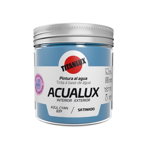Tinta Acrílica TITAN Acualux Azul Cyan 839 75ml