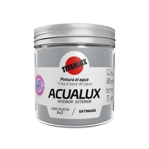 Tinta Acrílica TITAN Acualux Cinza Prateado 843 75ml