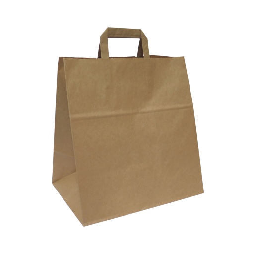 Saco de Papel Asa Plana 215 Take Away Kraft Reciclado 32x22+34cm