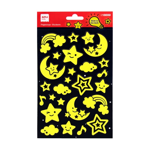 Autocolantes APLI estrelas luminosas (1 folha)