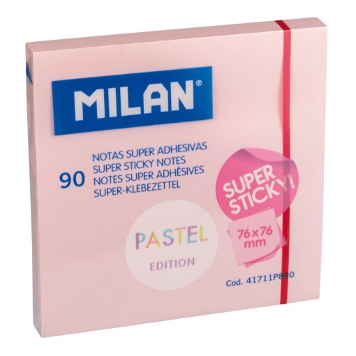 Bloco de Notas Aderentes MILAN 76x76mm Rosa Pastel com 90