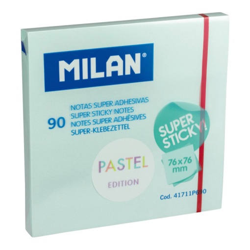 Bloco de Notas Aderentes MILAN 76x76mm Azul Pastel com 90