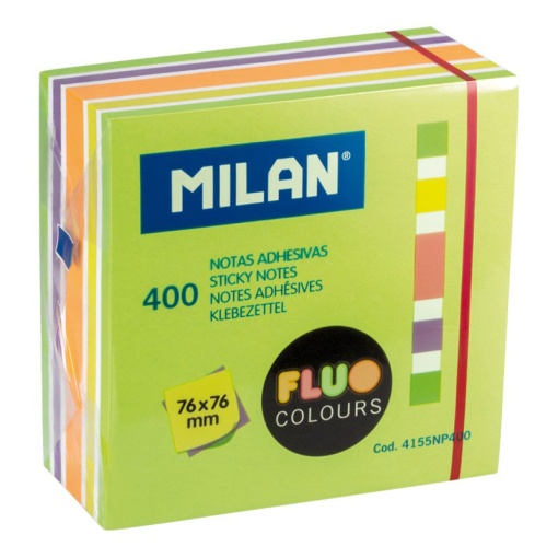 Bloco de Notas Aderentes MILAN 76x76mm Neon com 400