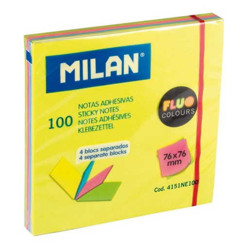Bloco de Notas Aderentes MILAN 76x76mm Neon com 100