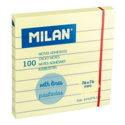 Bloco de Notas Aderentes MILAN 76x76mm Linhas com 100