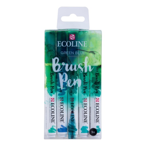 Brush Pen Aguarelável TALENS ECOLINE 5 Cores Verde Azul