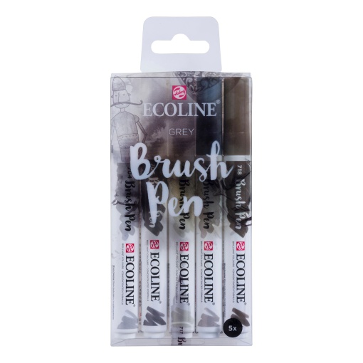 Brush Pen Aguarelável TALENS ECOLINE 5 Cores Cinza