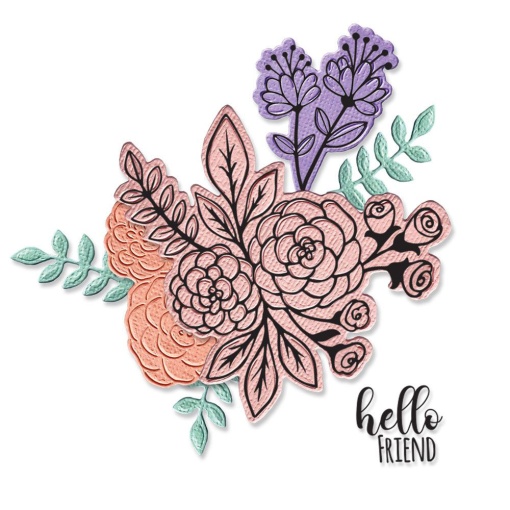 Cortante SIZZIX Framelits com carimbos floral