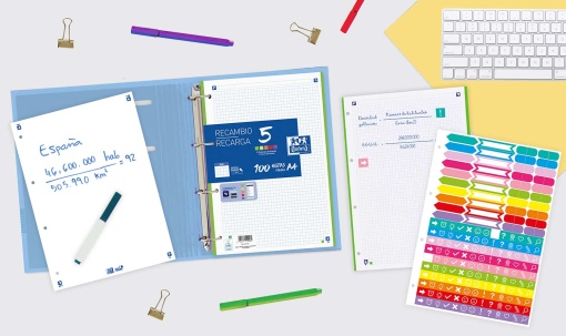 Dossier Escolar A4 com Recarga Pautada OXFORD & You lombada estreita 4 Argolas