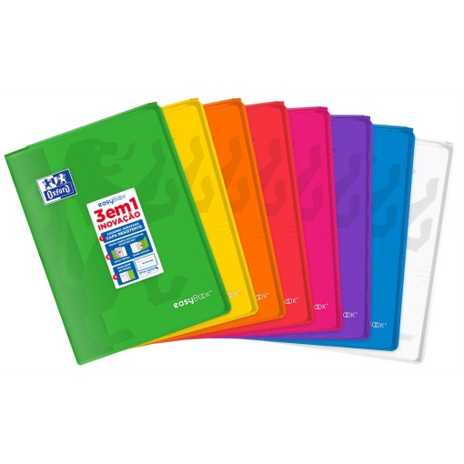 Caderno A4 Capa Plástica Agrafado OXFORD Easybook Pautado 48 folhas 90g Cores Vivas Sortido