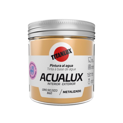 Tinta Acrílica TITAN Acualux Metálica Ouro 860 75ml