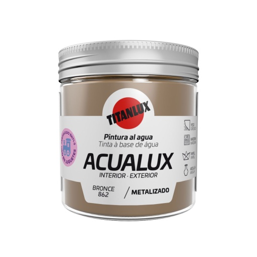 Tinta Acrílica TITAN Acualux Metálica Bronze 862 75ml