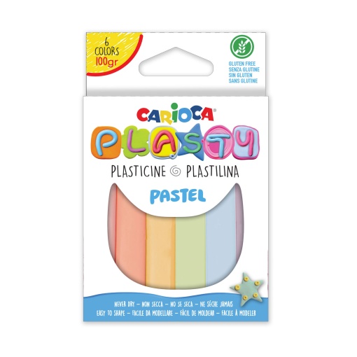 Plasticina CARIOCA Plasty 6 Cores Pastel 100g