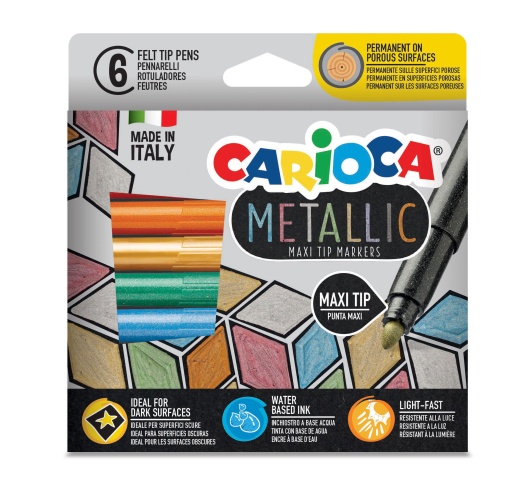 Canetas de Feltro CARIOCA Metallic Maxi com 6