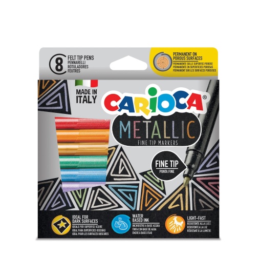 Canetas de Feltro CARIOCA Metallic Fine com 8