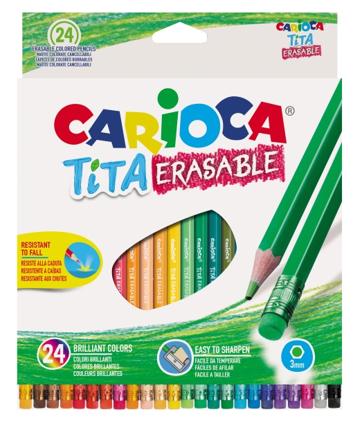Lápis de Cor CARIOCA Tita Erasable 24 Cores