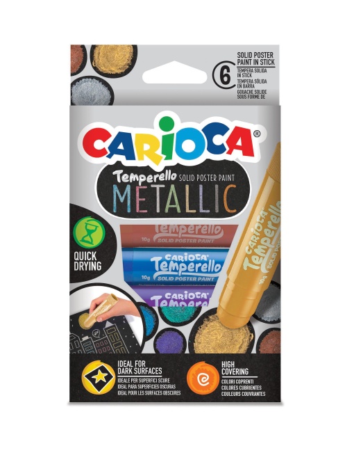 Guache Sólido em Stick CARIOCA Metallic com 6 cores metálicas