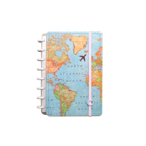 CADERNO INTELIGENTE A5 Pautado Mapa Mundi Azul By GOCASE