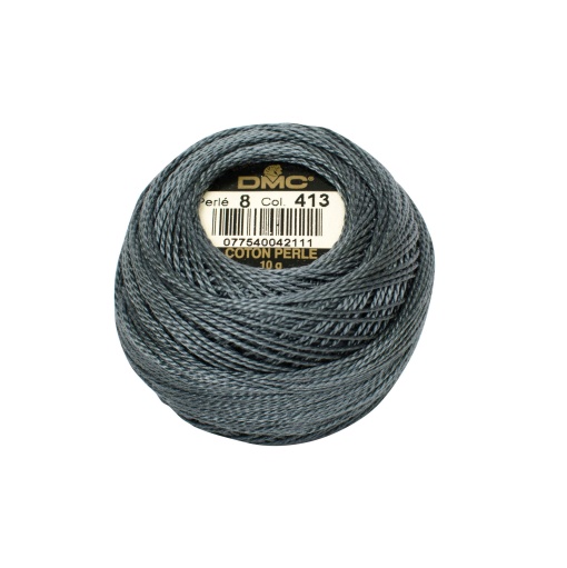 Linha de Bordar DMC Perlé 116A 8mmx80m 10g Cinza Escuro 413