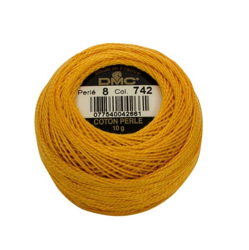 Linha de Bordar DMC Perlé 116A 8mmx80m 10g Laranja Claro 742