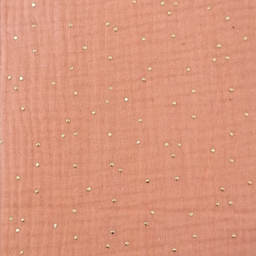 Tecido Mousseline Pintinhas Papaia/Dourado 1x1,3m