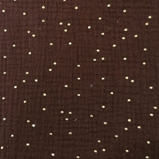 Tecido Mousseline Pintinhas Cacau/Dourado 1x1,3m