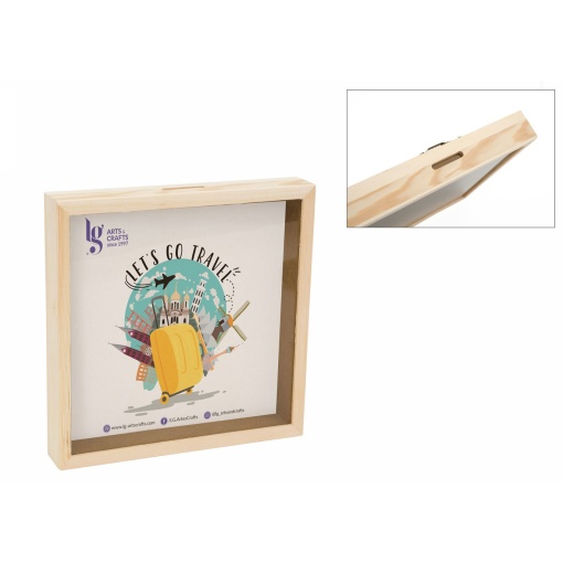 Quadro mealheiro madeira 25 x 25 x 4 cm