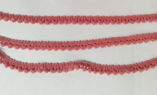 Fita com Pompons 10mm Rosa Velho 274 (metro)