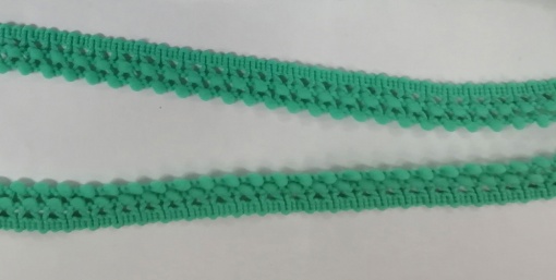 Fita com Pompons Duplo 15mm Verde 243 (metro)