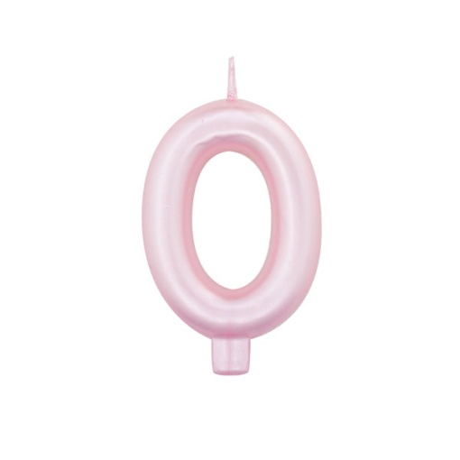 Vela de Aniversário Metalizada nº 0 Rosa Pérola 9cm