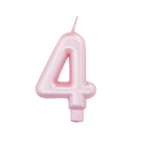 Vela de Aniversário Metalizada nº 4 Rosa Pérola 9cm