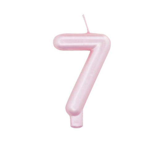 Vela de Aniversário Metalizada nº 7 Rosa Pérola 9cm
