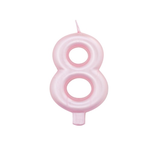 Vela de Aniversário Metalizada nº 8 Rosa Pérola 9cm