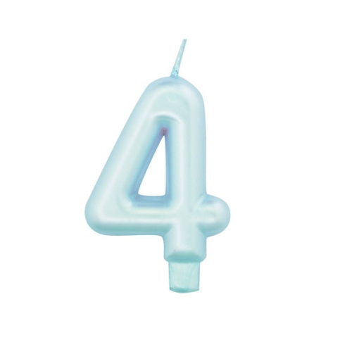 Vela de Aniversário Metalizada nº 4 Azul Pérola 9cm