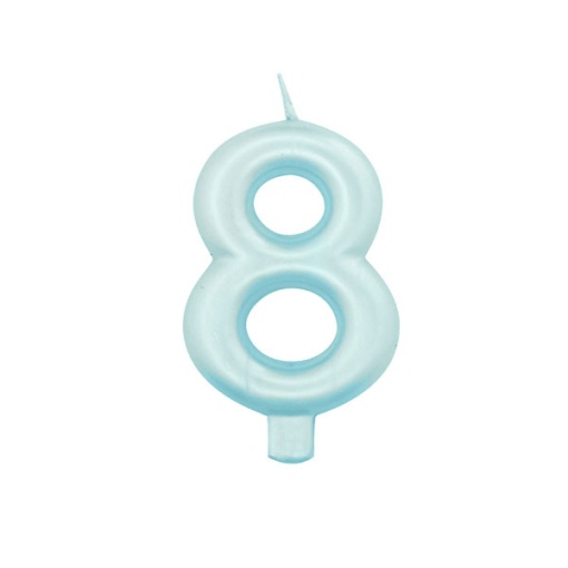 Vela de Aniversário Metalizada nº 8 Azul Pérola 9cm