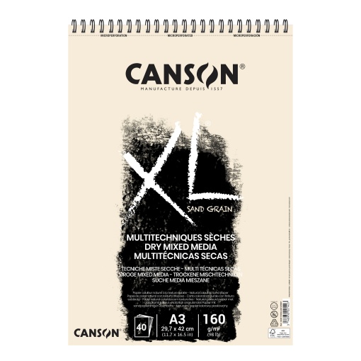 Bloco Mix Media Espiral CANSON XL Seco A3 160g 40 folhas branco