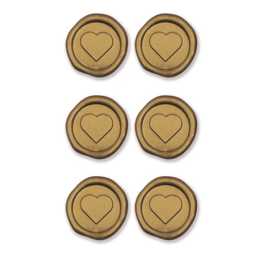 Lacre Adesivo de Cera ARTOZ Coração Dourado com 6