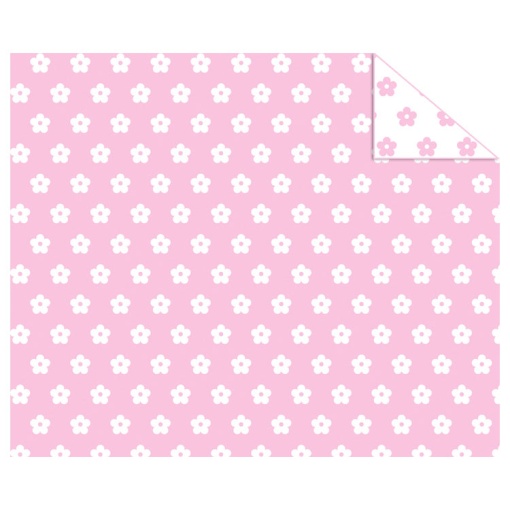 Cartolina URSUS 300g 49,5x68cm Rosa com Flores Brancas