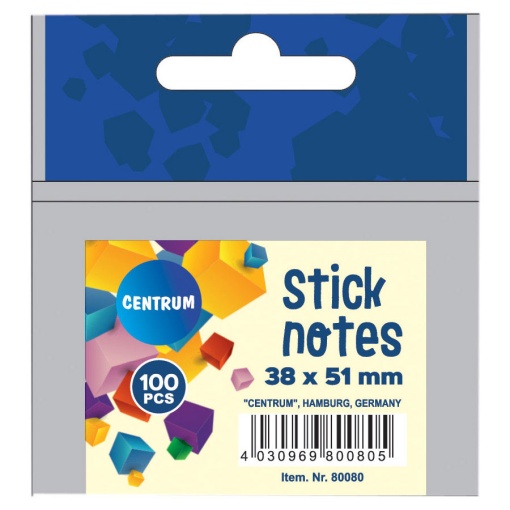 Bloco de Notas Aderentes CENTRUM 38x51mm Amarelo Pastel 100 folhas