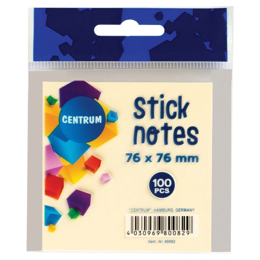 Bloco de Notas Aderentes CENTRUM 76x76mm Amarelo Pastel 100 folhas