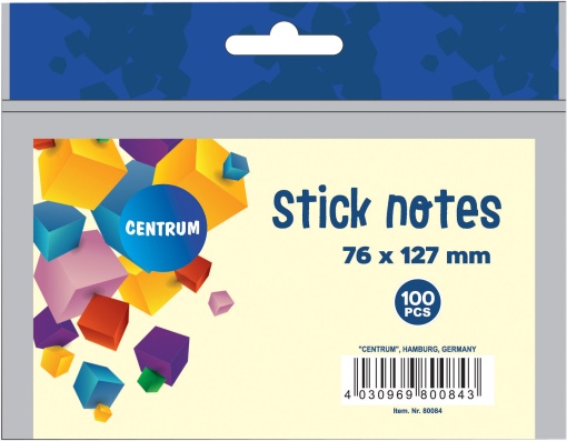Bloco de Notas Aderentes CENTRUM 76x127mm Amarelo Pastel 100 folhas