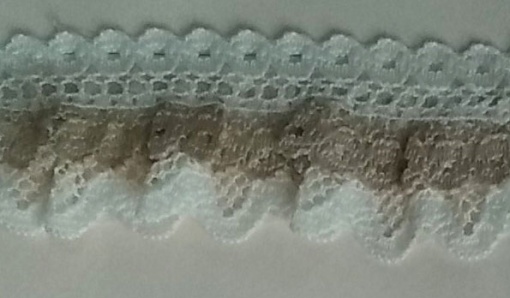Fita de Renda com Duplo Folho HILOGAR Ligia 25mm Marfim/camel 70 (metro)
