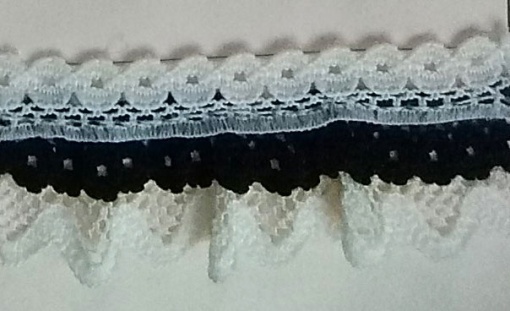 Fita de Renda com Duplo Folho HILOGAR Ligia 25mm Marfim/preto 4 (metro)