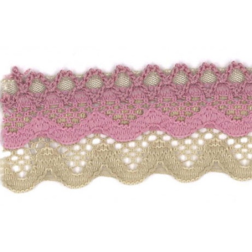 Fita de Renda HILOGAR Ilaria 25mm Camel/rosa 23 (metro)