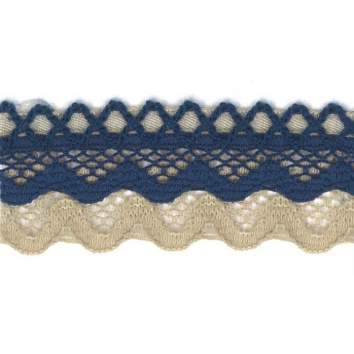 Fita de Renda HILOGAR Ilaria 25mm Camel/azul Escuro 22 (metro)