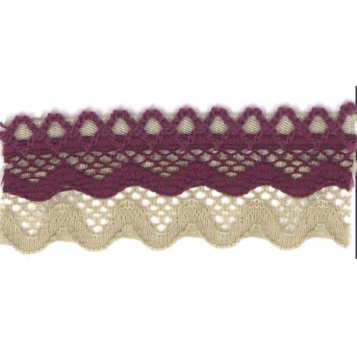 Fita de Renda HILOGAR Ilaria 25mm Camel/beringela 33 (metro)