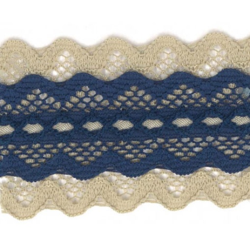 Fita de Renda HILOGAR Ilaria 40mm Camel/azul Escuro 22 (metro)