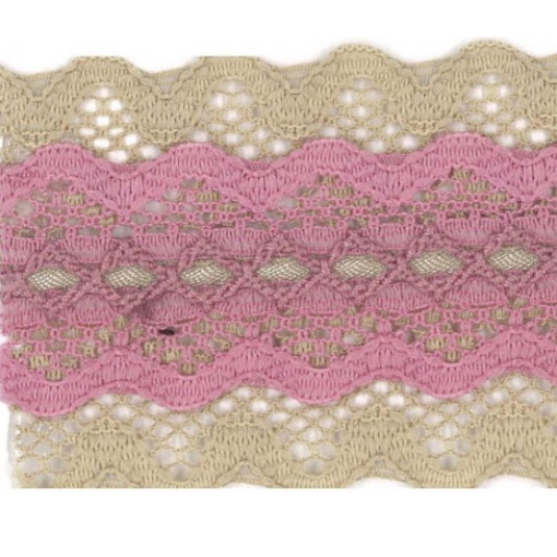 Fita de Renda HILOGAR Ilaria 40mm Camel/rosa 23 (metro)