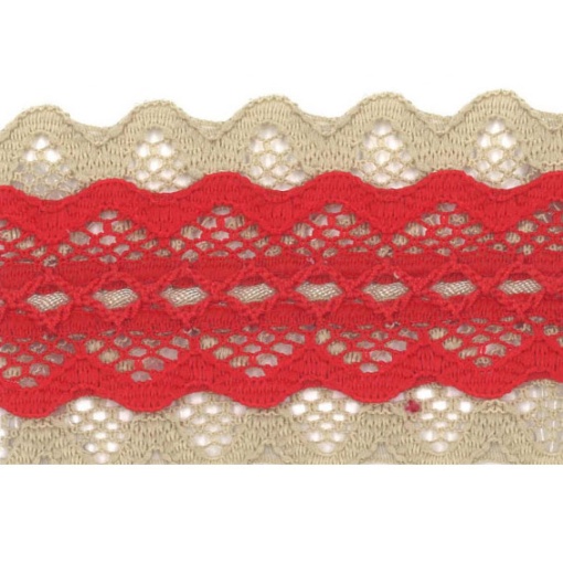 Fita de Renda HILOGAR Ilaria 40mm Camel/vermelho 5 (metro)
