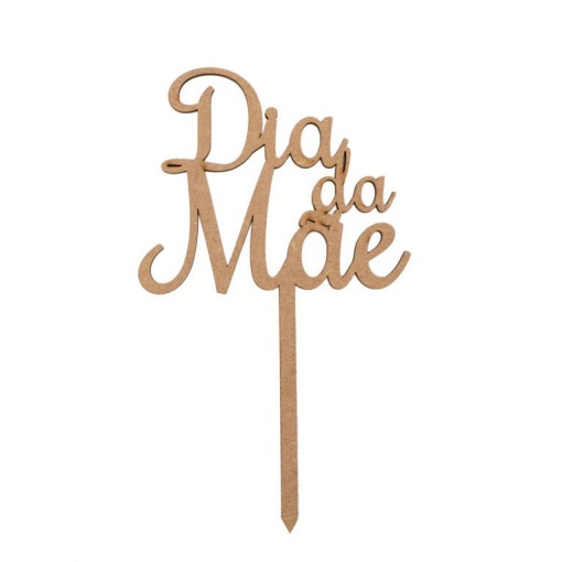 Topo de Bolo de Madeira Dia da Mãe 10x17x0,3cm